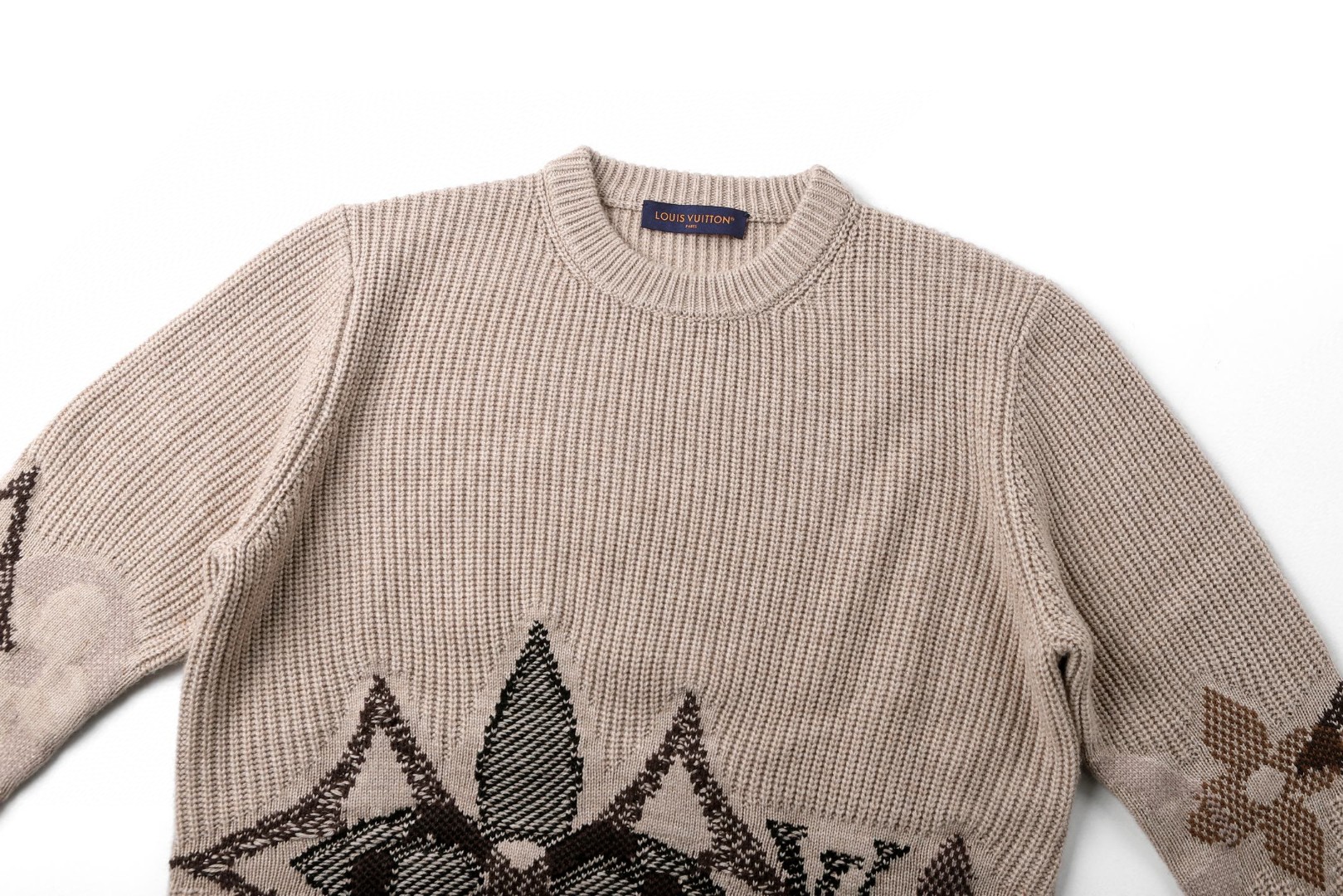 LOUIS VUITTON 路易威登 针织毛料提花针织衫 毛衣 外套 米色 B5 1AJBVY