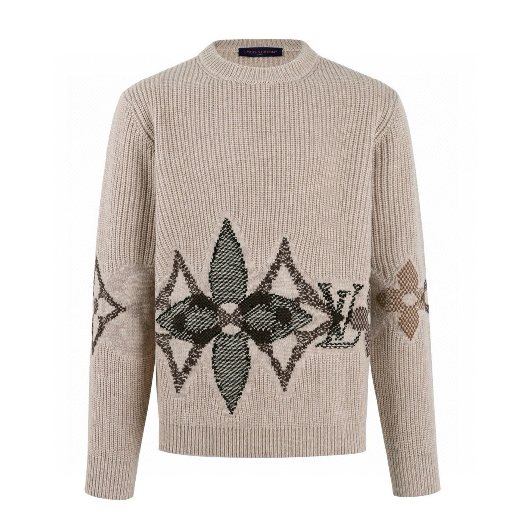 LOUIS VUITTON 路易威登 针织毛料提花针织衫 毛衣 外套 米色 B5 1AJBVY