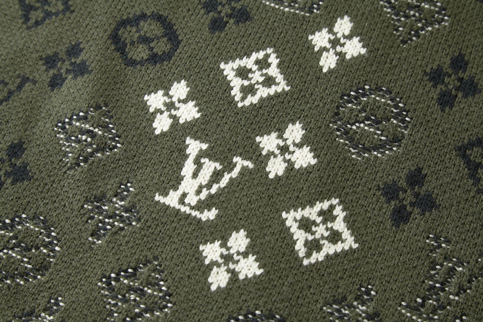 LOUIS VUITTON 路易威登 提花标识毛衣 针织衫 外套 墨绿色 B0 1AJBTL