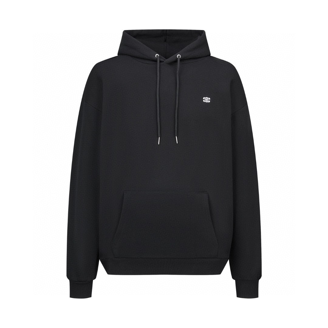 CELINE 赛琳 凯旋门刺绣标识帽衫 连帽卫衣 外套 长袖 黑色 B0 2Y35D450I-38AW