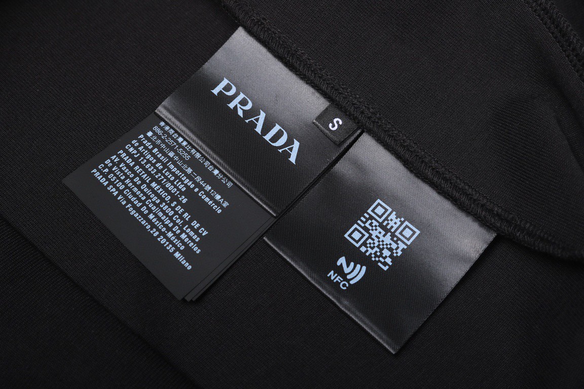 PRADA 普拉达 尼龙拼接空气层卫衣 套头 外套 长袖 深蓝色 黑色 B0 UJL90B-11OQ-F0008