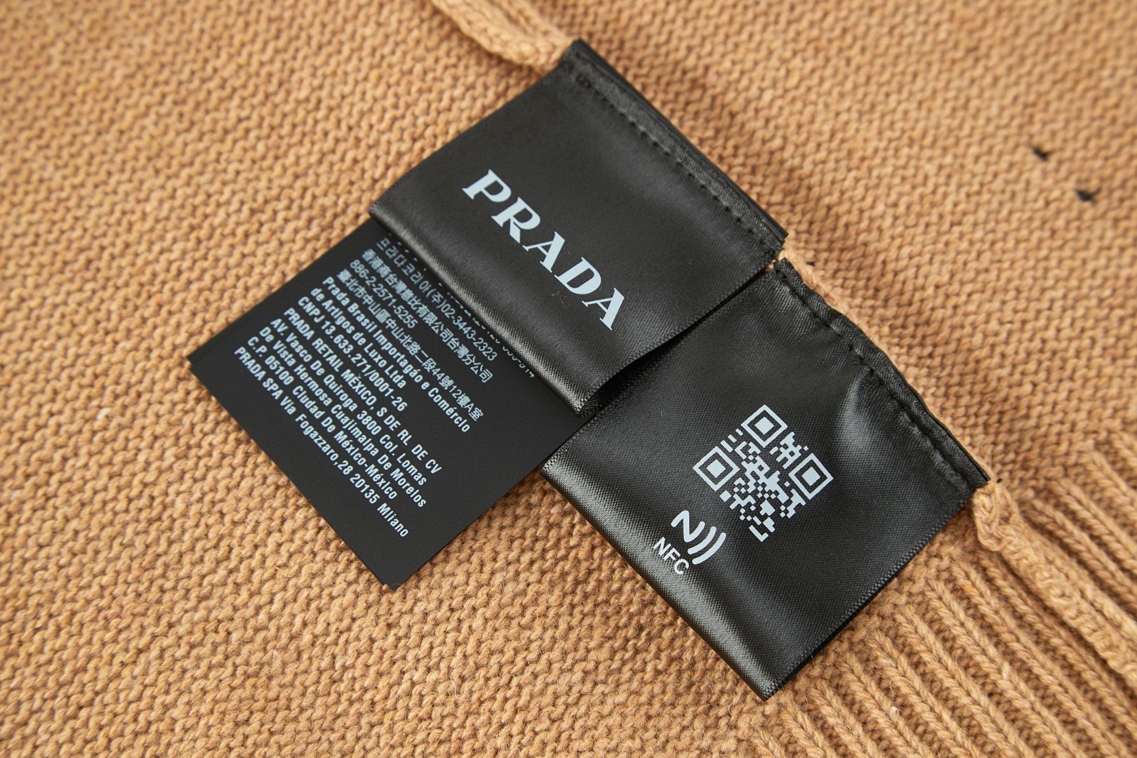 PRADA 普拉达 织物标识针织毛衣 针织衫 长袖 卡其棕 B0 