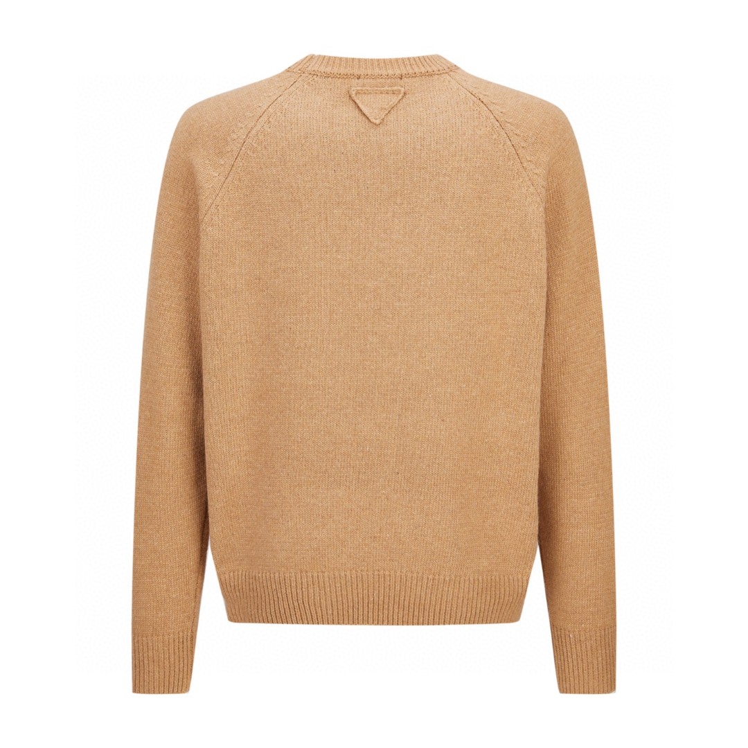 PRADA 普拉达 织物标识针织毛衣 针织衫 长袖 卡其棕 B0 