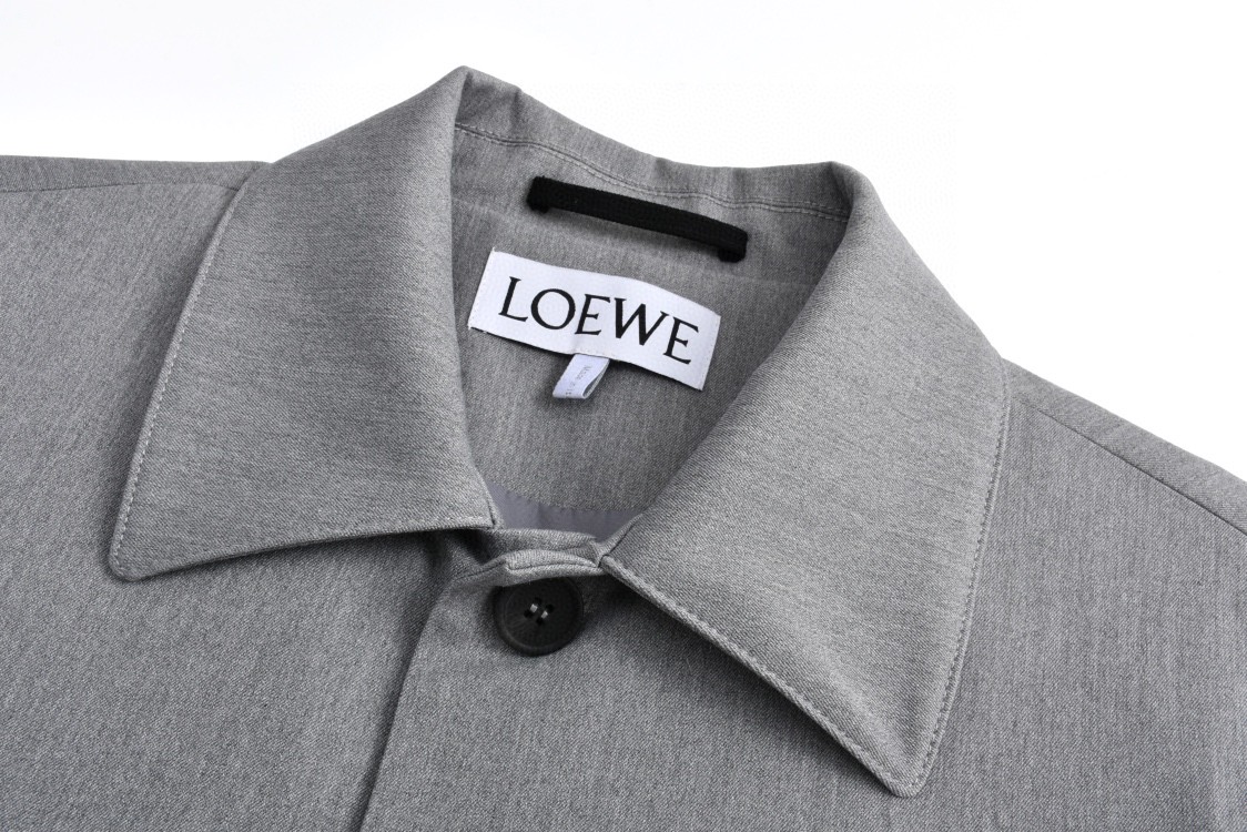 Loewe 罗意威 羊毛工装外套 夹克 长袖 秋冬 灰色 黑色 C0 H526Y02W82-1440