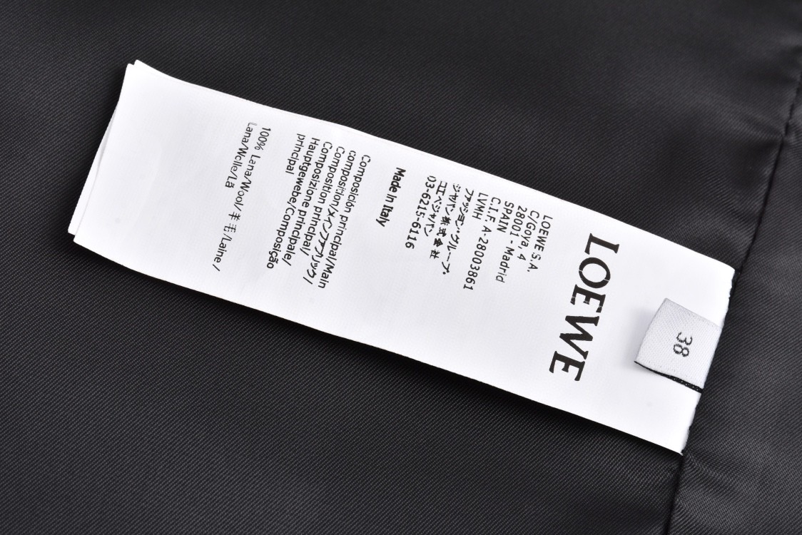 Loewe 罗意威 羊毛工装外套 夹克 长袖 秋冬 灰色 黑色 C0 H526Y02W82-1440