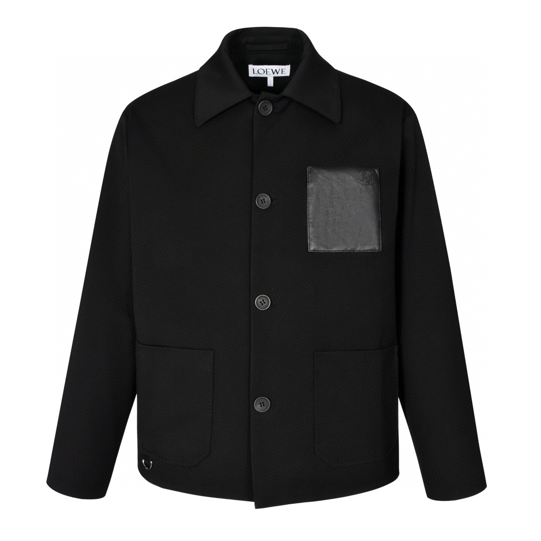Loewe 罗意威 羊毛工装外套 夹克 长袖 秋冬 灰色 黑色 C0 H526Y02W82-1440
