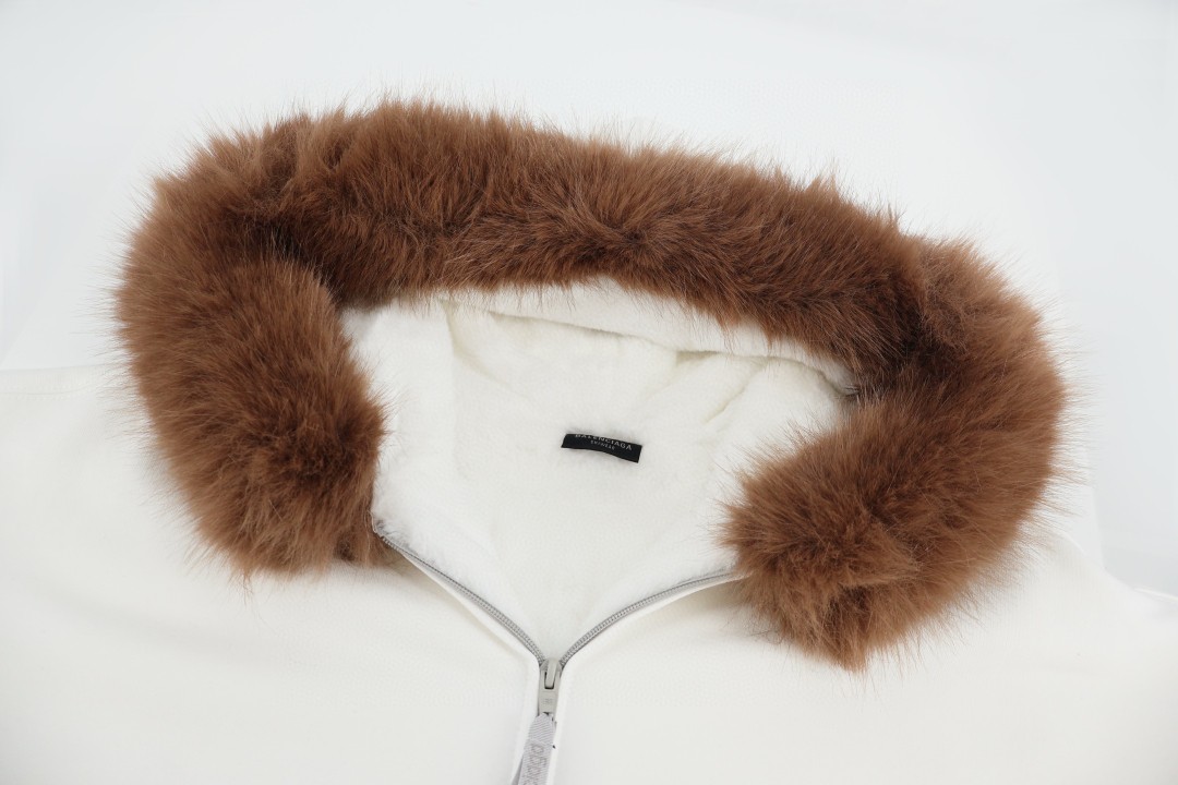 Balenciaga 巴黎世家 毛领拉链连帽卫衣 外套 长袖 白色 黑色 C0 855346TTVK89080