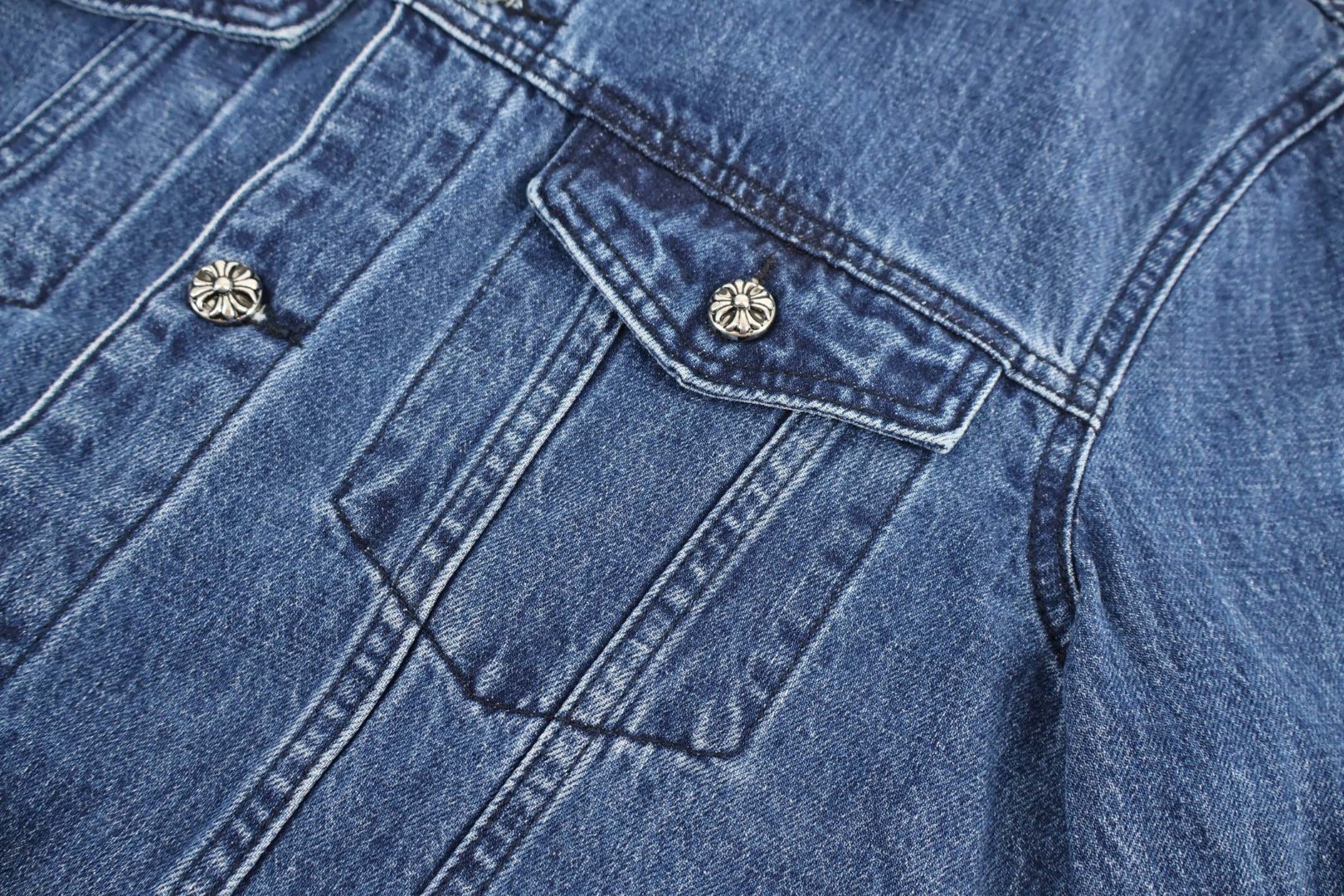 Chrome Hearts 克罗心 水洗宝剑拉链牛仔外套 夹克 长袖 蓝色 C0