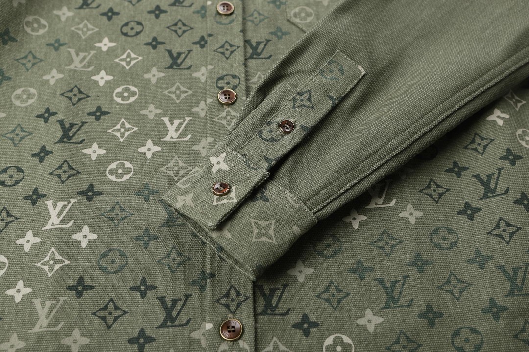 LOUIS VUITTON 路易威登 翻领满印工装夹克式衬衫 外套 长袖 绿色 B0 1AJC48