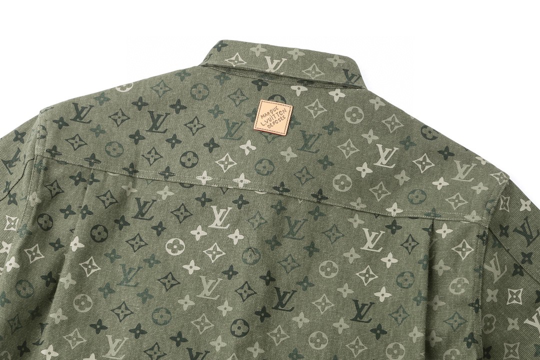 LOUIS VUITTON 路易威登 翻领满印工装夹克式衬衫 外套 长袖 绿色 B0 1AJC48