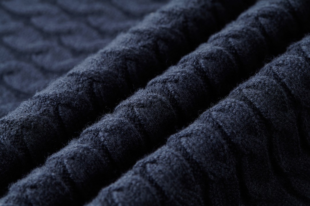 MIU MIU 缪缪 麻花针织Polo领毛衣 针织衫 长袖 藏蓝色 B0