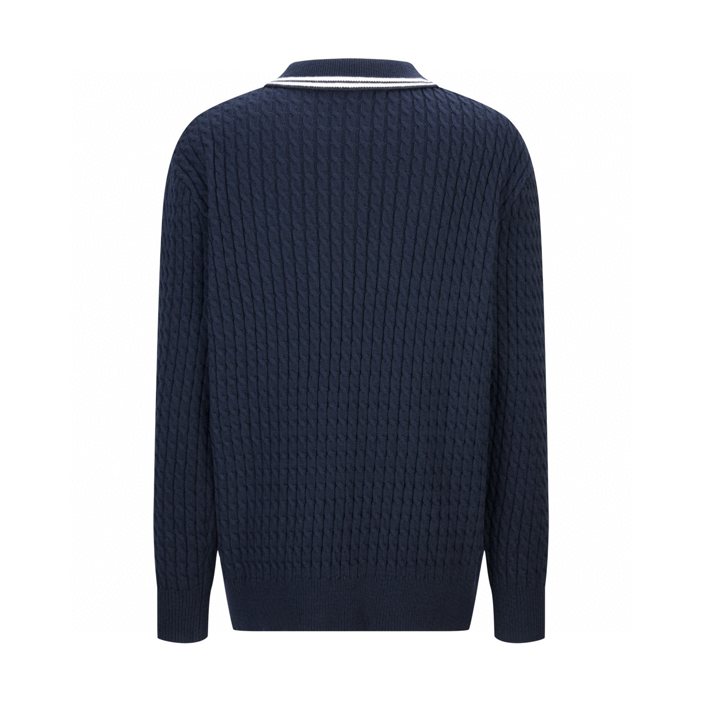 MIU MIU 缪缪 麻花针织Polo领毛衣 针织衫 长袖 藏蓝色 B0