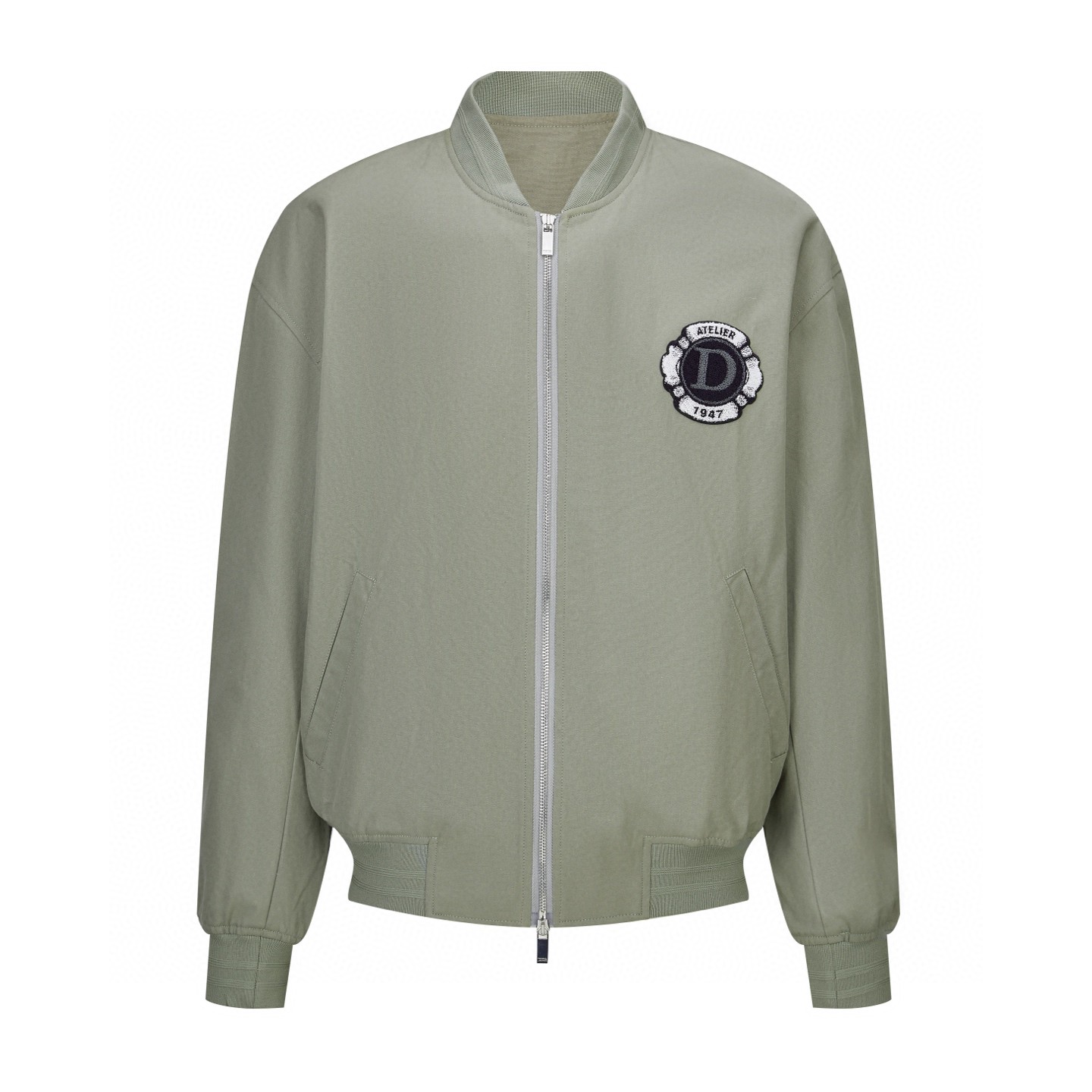 DIOR 迪奥 胸章刺绣棒球服 夹克 外套 长袖 灰绿色 米白色 B5 143C432G6107-C886