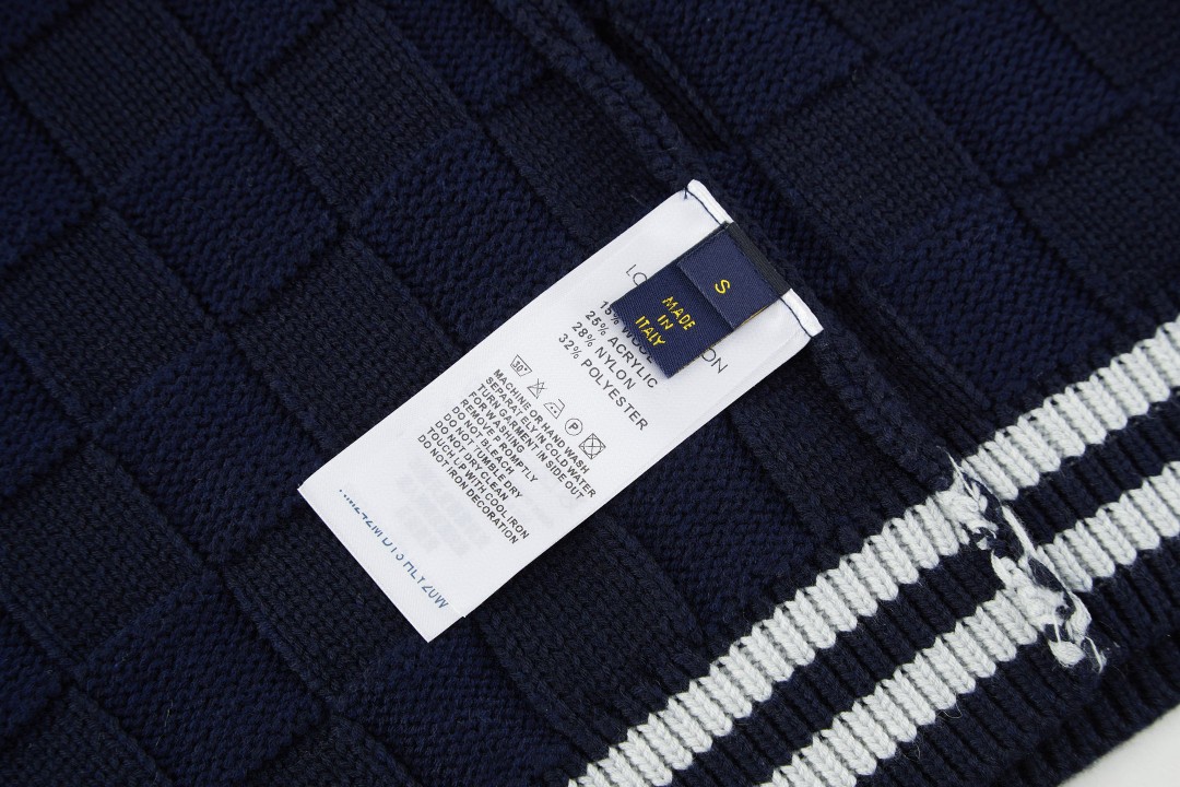 LOUIS VUITTON 路易威登 棋盘格羊毛针织开衫 毛衣 针织衫 外套 深蓝色 B5 1AJBVJ