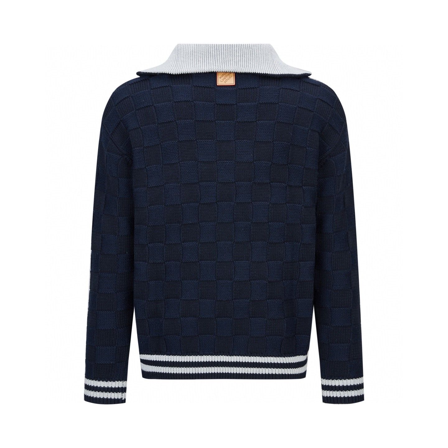 LOUIS VUITTON 路易威登 棋盘格羊毛针织开衫 毛衣 针织衫 外套 深蓝色 B5 1AJBVJ