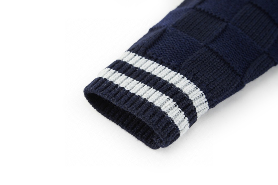 LOUIS VUITTON 路易威登 棋盘格羊毛针织开衫 毛衣 针织衫 外套 深蓝色 B5 1AJBVJ