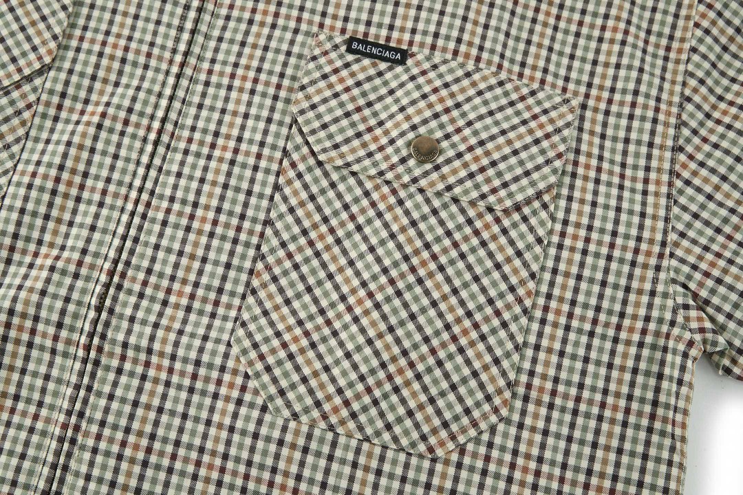 Balenciaga 巴黎世家 小格纹拉链衬衫 外套 夹克 长袖 秋冬 B0 839191TSM207778