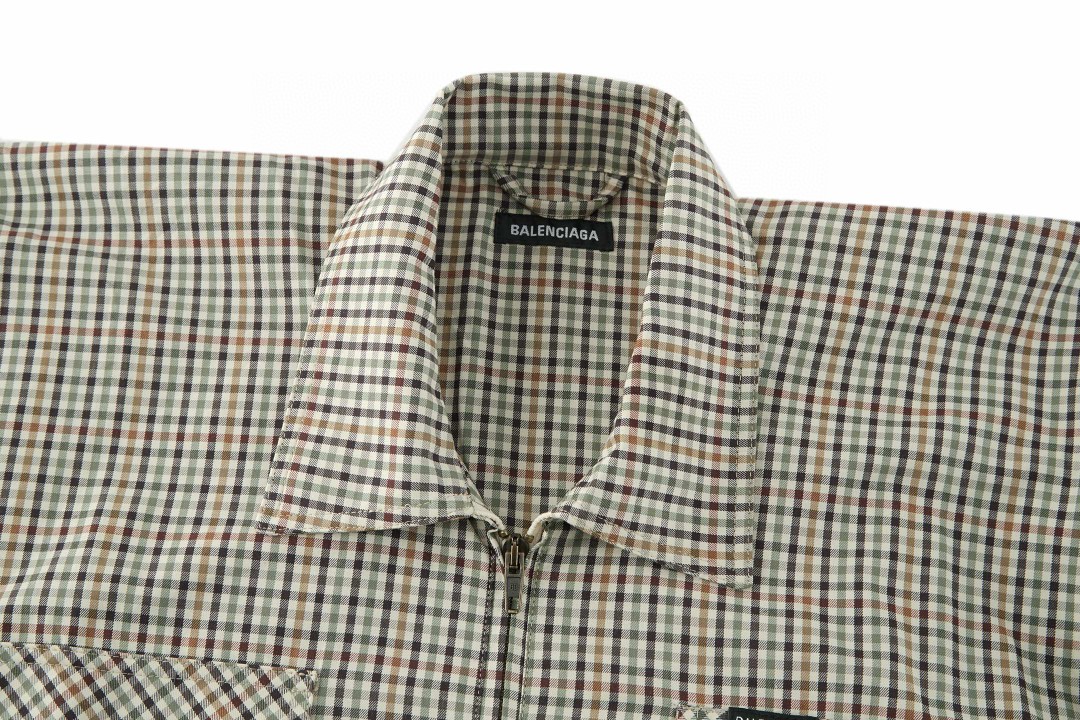 Balenciaga 巴黎世家 小格纹拉链衬衫 外套 夹克 长袖 秋冬 B0 839191TSM207778