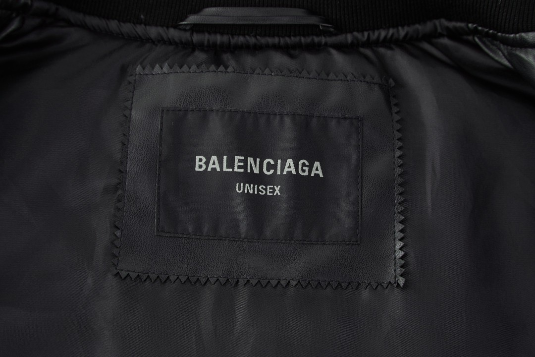Balenciaga 巴黎世家 01篮球系列皮衣夹克 棉服 棒球服 外套 长袖 秋冬 黑色 C5 822777TRS011000