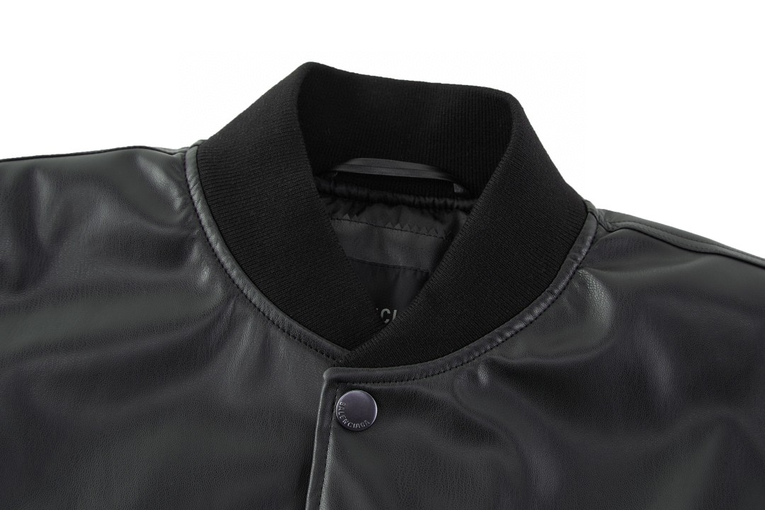 Balenciaga 巴黎世家 01篮球系列皮衣夹克 棉服 棒球服 外套 长袖 秋冬 黑色 C5 822777TRS011000