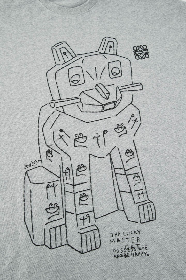 Loewe 罗意威 Louis Wain 联名款 石像猫圆领T恤 打底衫 灰色 A5 H526Y24J32-1440