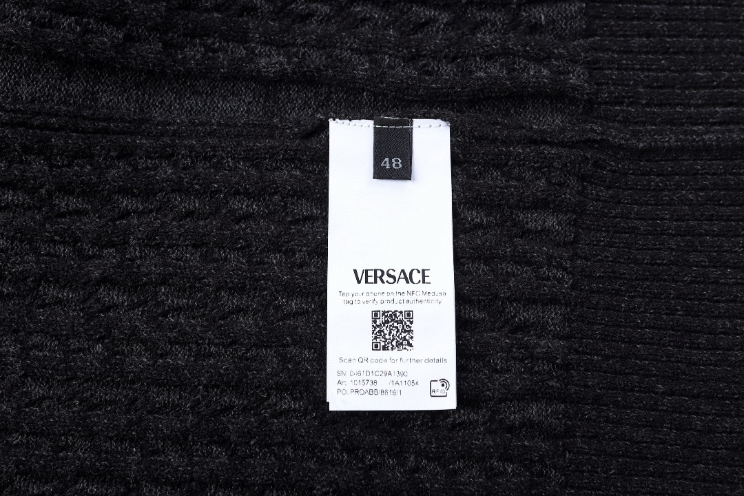 Versace 范思哲高领提花拉链开衫 毛衣 针织衫 外套 长袖 黑色 C0 1020594-1A14677-1EF70