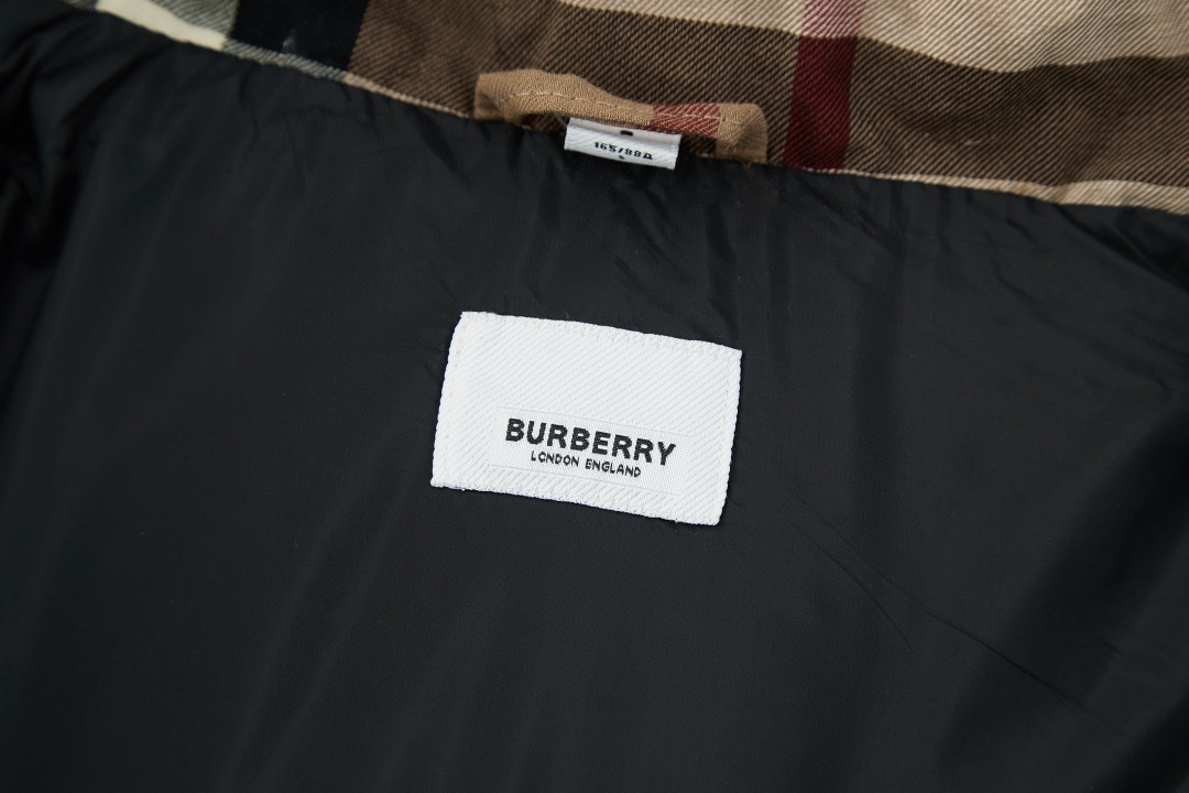 Burberry 巴宝莉 拆袖大格纹连帽羽绒服 长袖 外套 棕色 E0 80361811