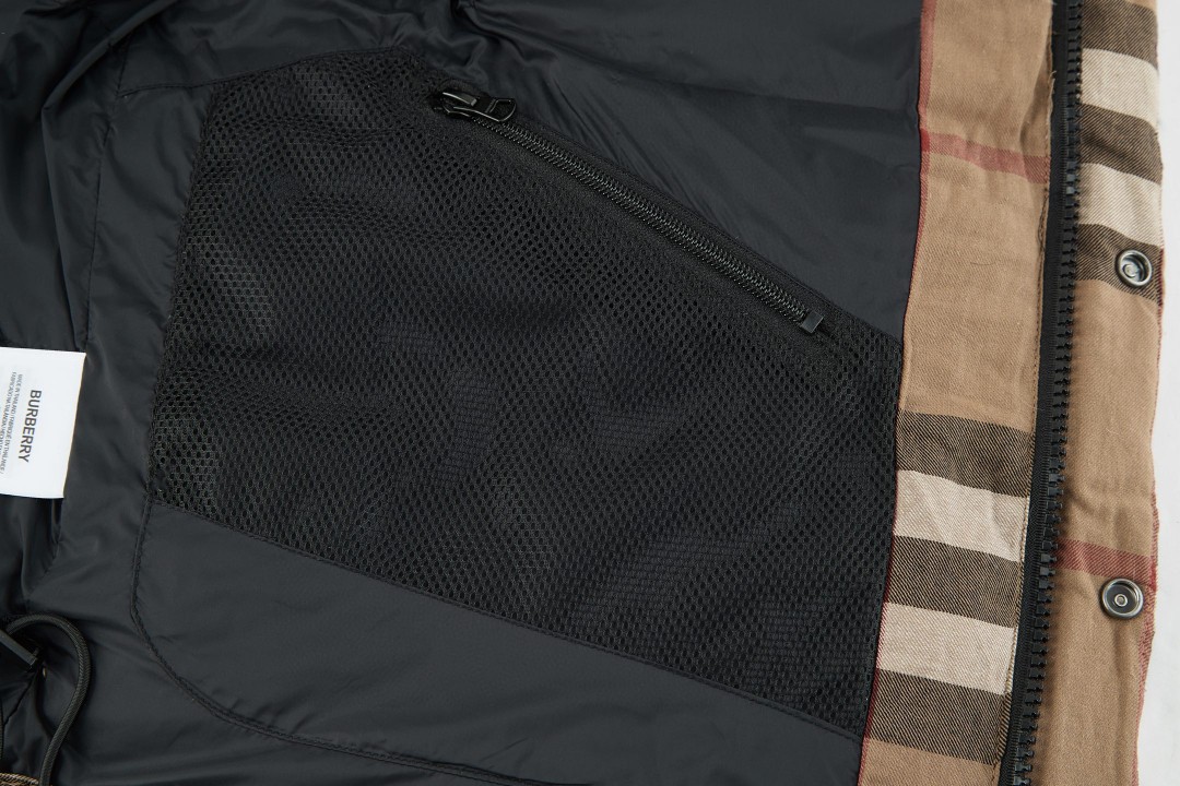 Burberry 巴宝莉 拆袖大格纹连帽羽绒服 长袖 外套 棕色 E0 80361811