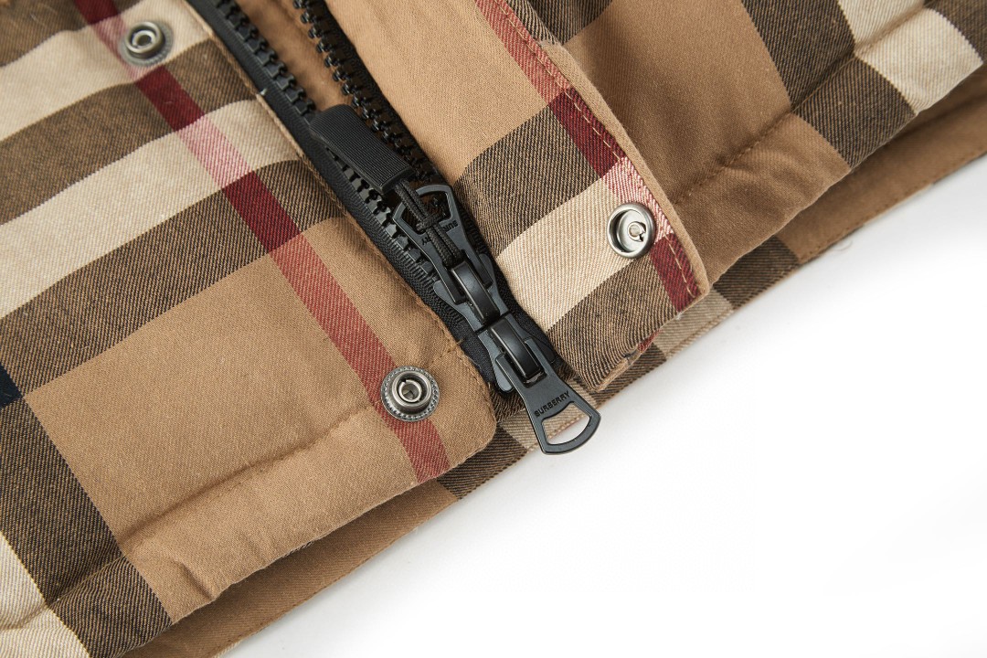 Burberry 巴宝莉 拆袖大格纹连帽羽绒服 长袖 外套 棕色 E0 80361811