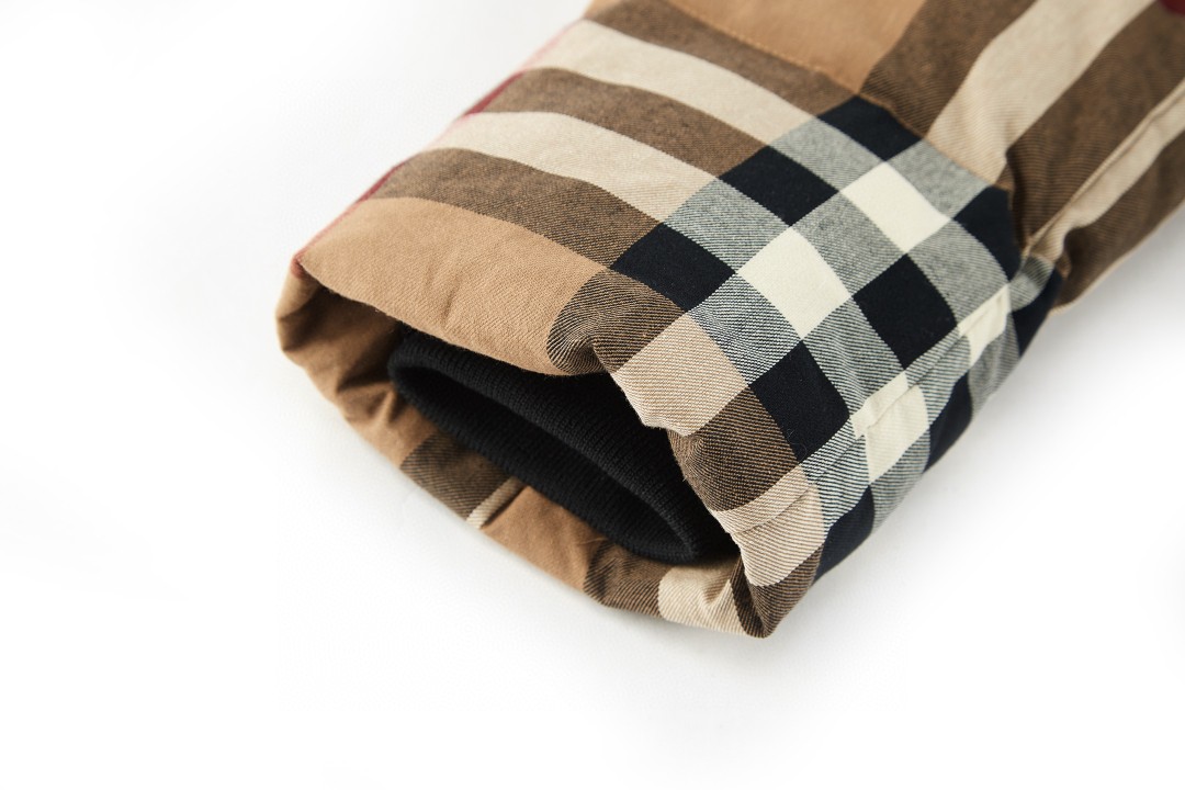 Burberry 巴宝莉 拆袖大格纹连帽羽绒服 长袖 外套 棕色 E0 80361811