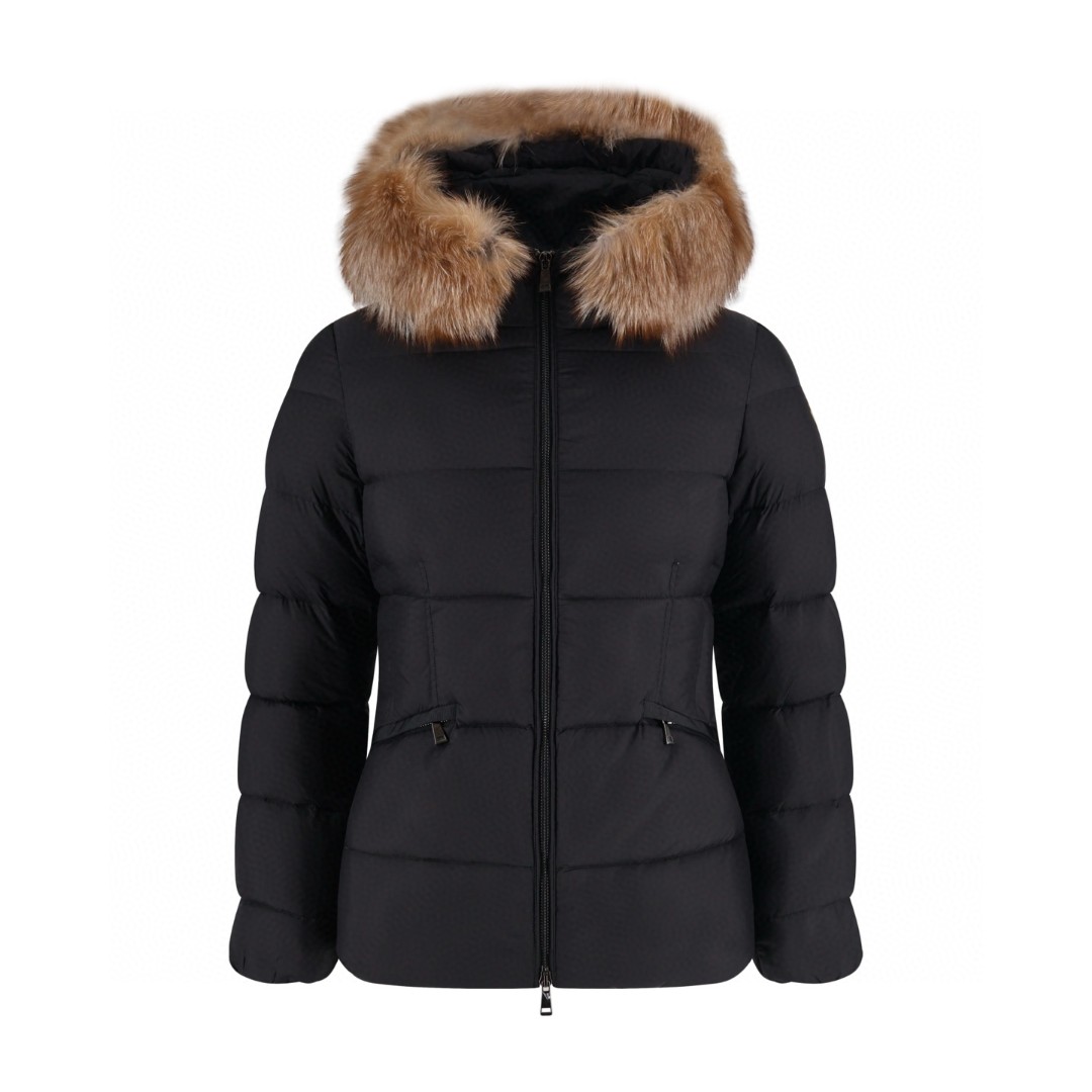 Moncler 蒙口 Boed系列 狐狸毛领收腰羽绒服 夹克 保暖 外套 女款 白色 黑色 E2 K20931A00099595FE03M