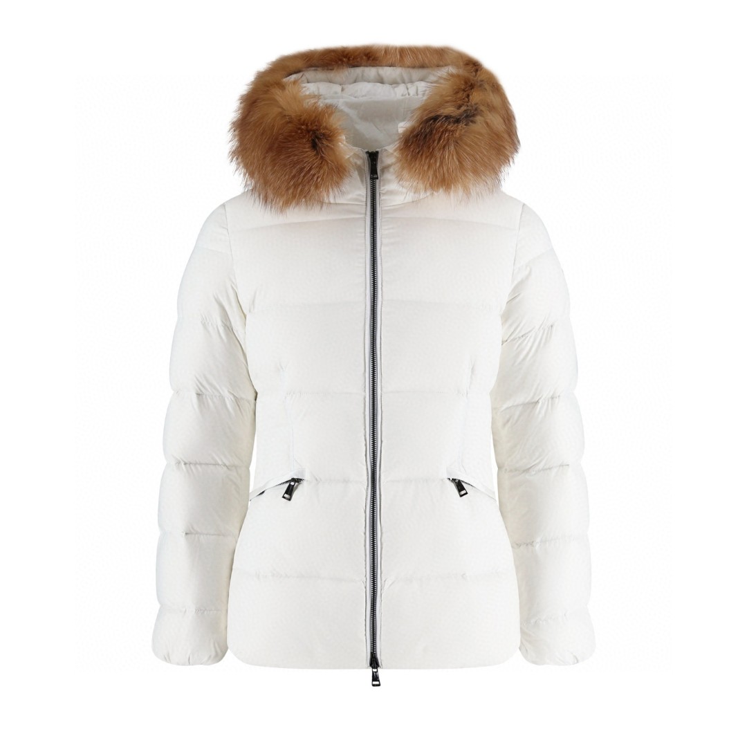 Moncler 蒙口 Boed系列 狐狸毛领收腰羽绒服 夹克 保暖 外套 女款 白色 黑色 E2 K20931A00099595FE03M