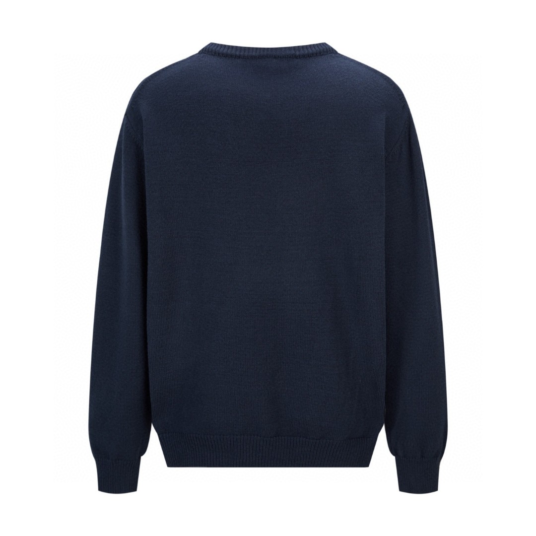 GUCCl 古驰 签名logo嵌花圆领毛衣 针织衫 外套 长袖 黑色 蓝色 灰色 B0 795347-XKD74-1423