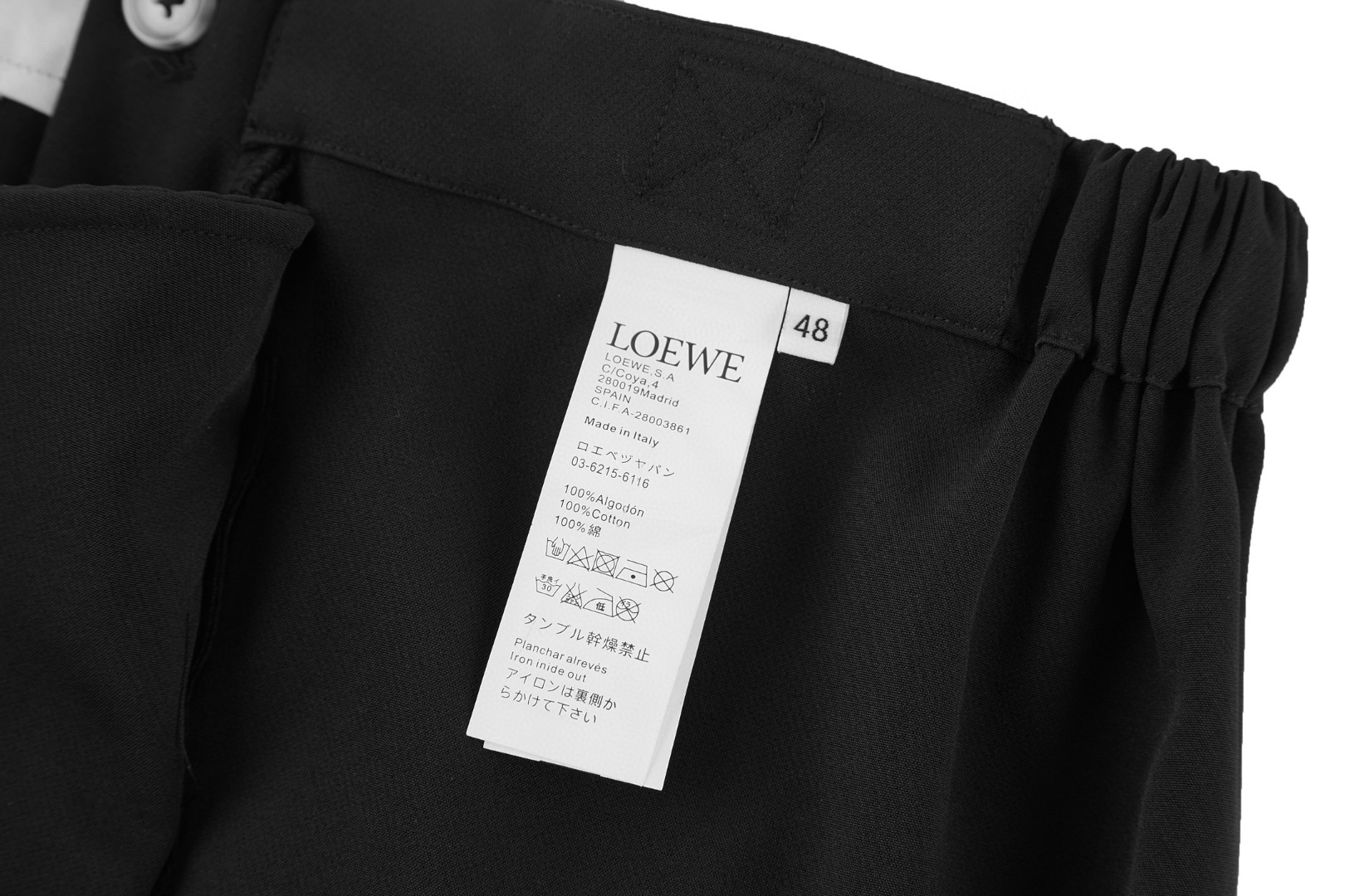 Loewe 罗意威 皮标松紧腰工装裤 休闲裤 长裤 裤子 黑色 B5 H526Y04WHY-1100