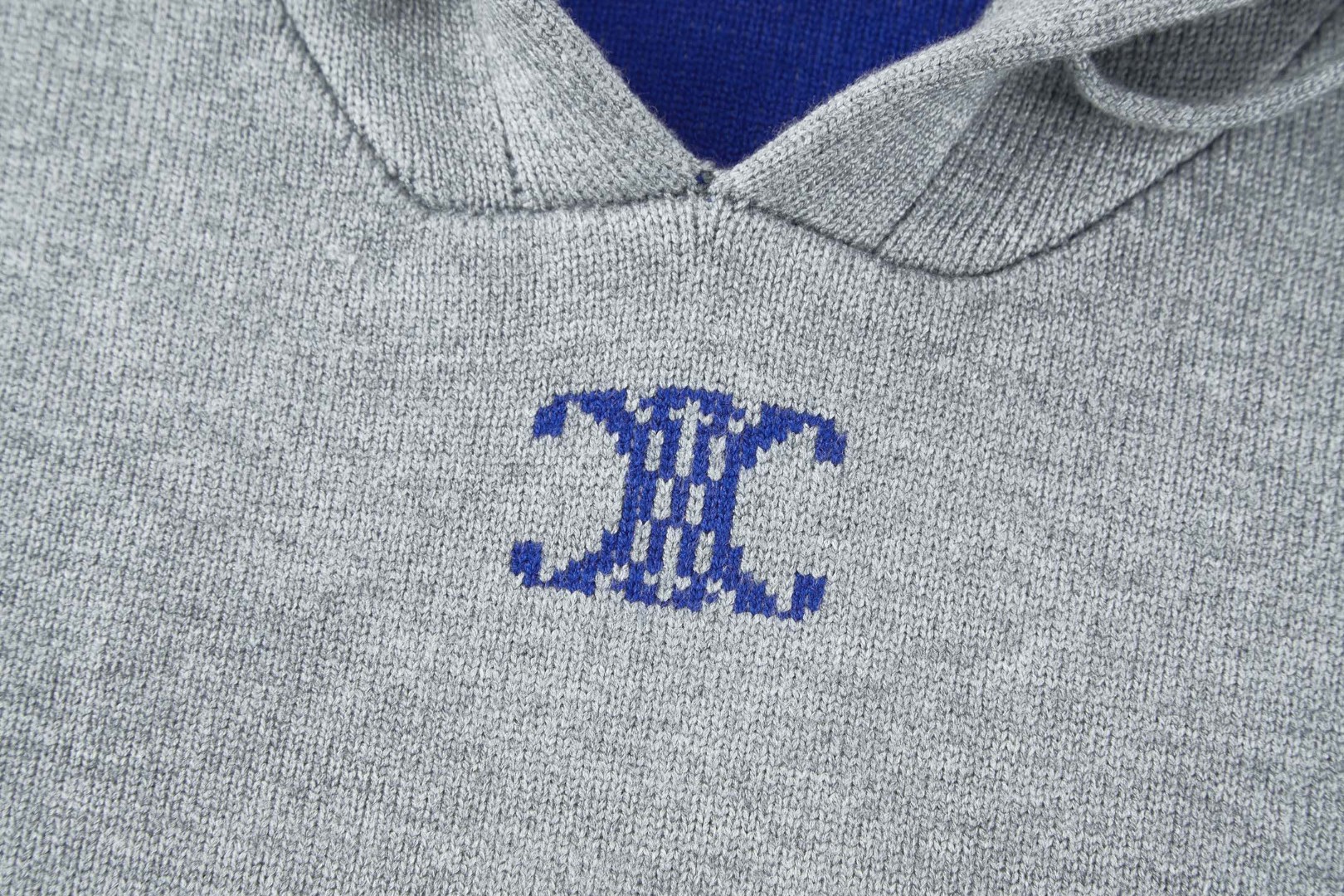 CELINE 赛琳 凯旋门提花标识针织帽衫 连帽卫衣 外套 长袖 灰色 B0 RY0QZ0X73-10DU