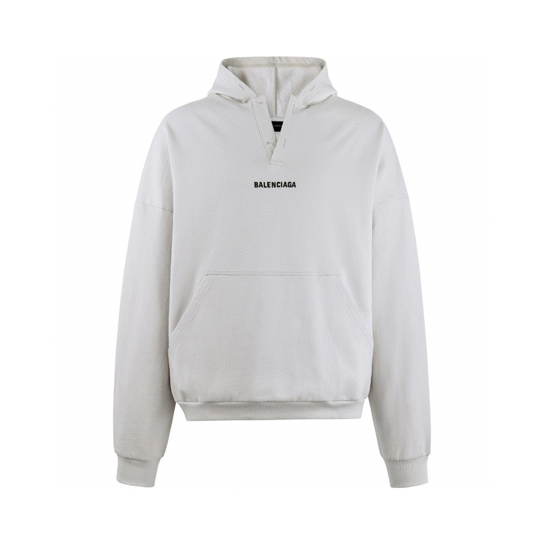 Balenciaga 巴黎世家 字母长袖帽衫 连帽卫衣 外套 长袖 米白色 黑色 B0 827939TTVJ23307