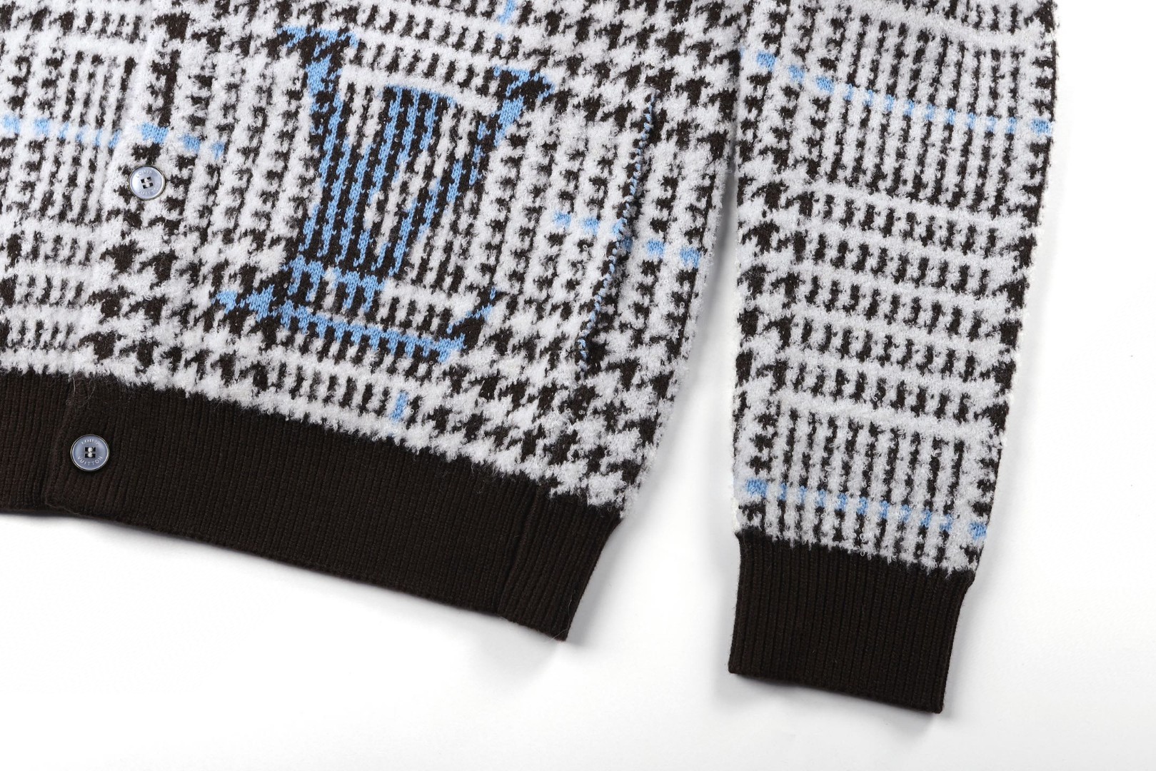 LOUIS VUITTON 路易威登 千鸟格纹V领开衫 针织衫 毛衣 外套 C0 1AJBSP