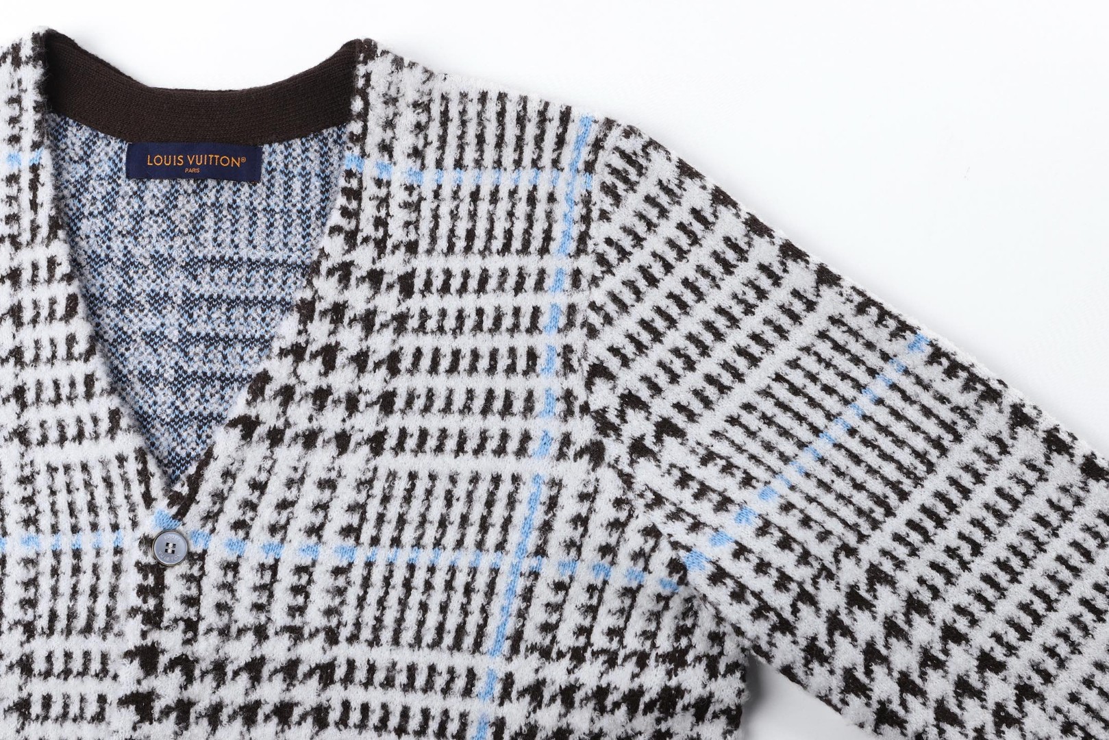 LOUIS VUITTON 路易威登 千鸟格纹V领开衫 针织衫 毛衣 外套 C0 1AJBSP