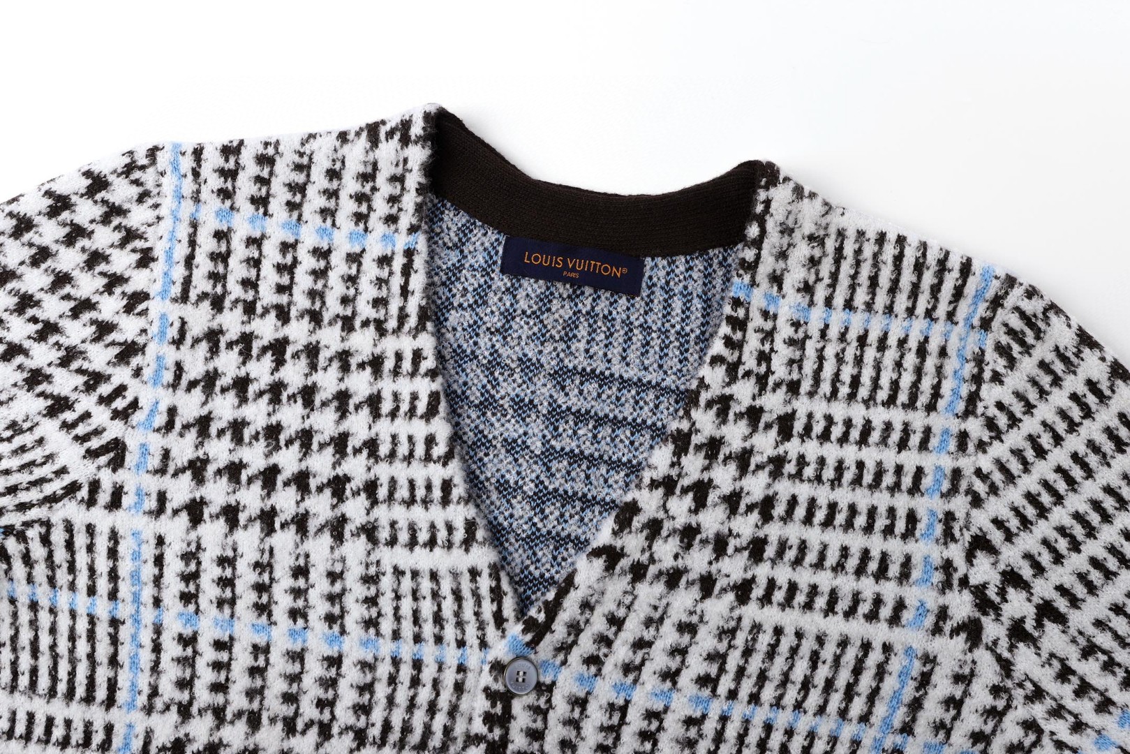 LOUIS VUITTON 路易威登 千鸟格纹V领开衫 针织衫 毛衣 外套 C0 1AJBSP