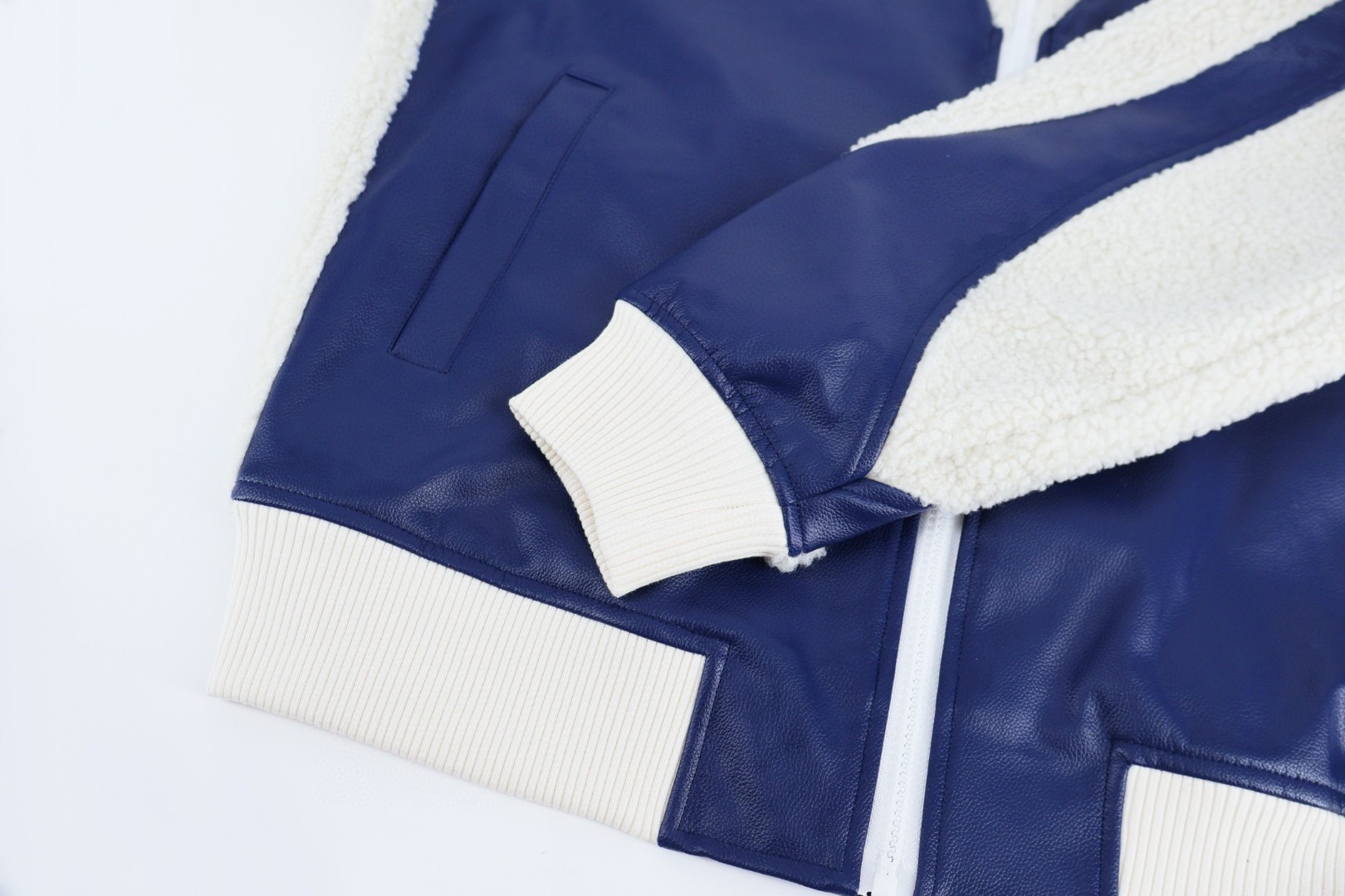 LOUIS VUITTON 路易威登 花卉字母羊羔毛拼皮棒球服外套 夹克 蓝色 C5 1ABOCU