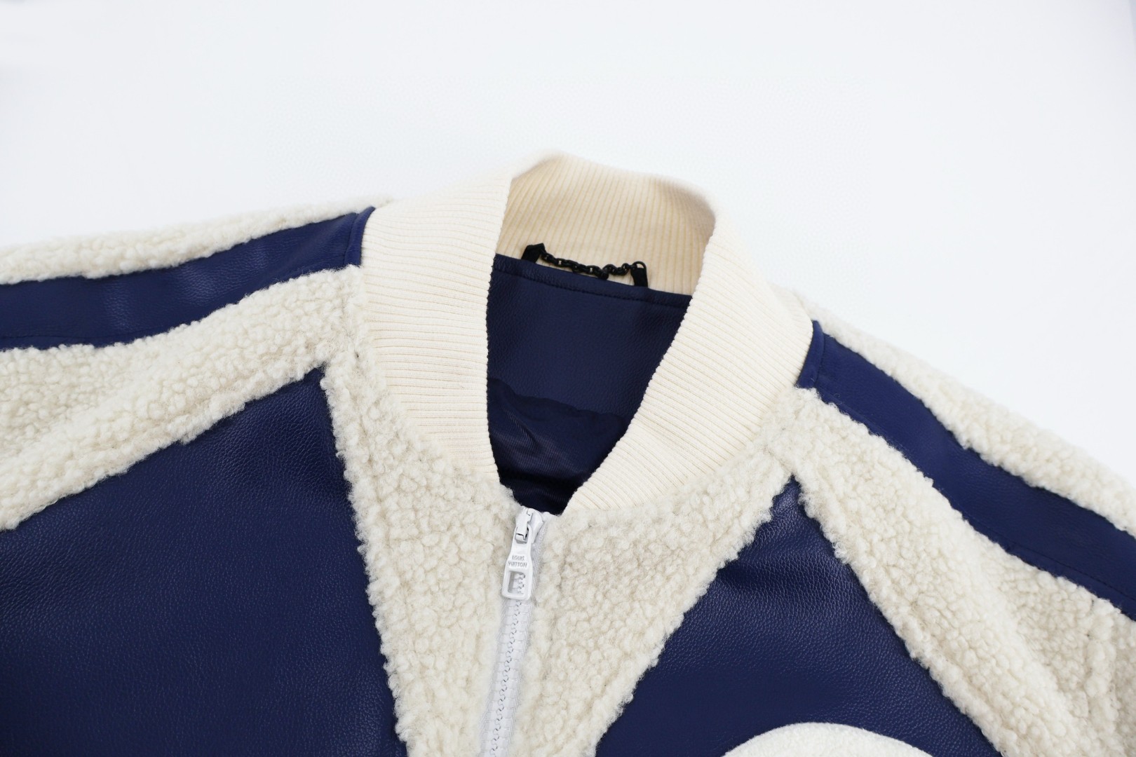 LOUIS VUITTON 路易威登 花卉字母羊羔毛拼皮棒球服外套 夹克 蓝色 C5 1ABOCU