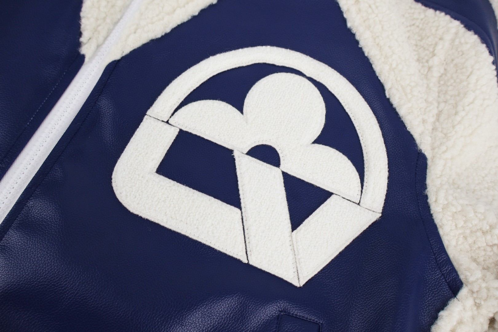 LOUIS VUITTON 路易威登 花卉字母羊羔毛拼皮棒球服外套 夹克 蓝色 C5 1ABOCU