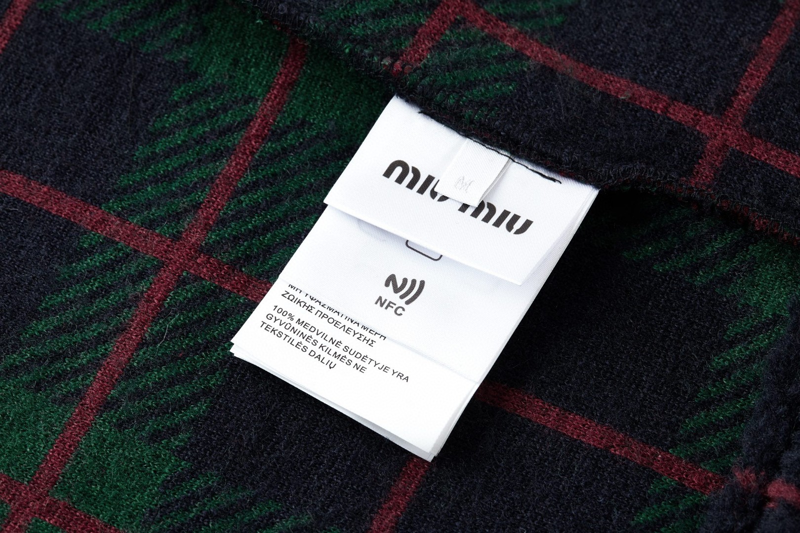 MIU MIU 缪缪 泰迪羊羔绒格子刺绣拉链外套 夹克 长袖 绿色 C0 MJL042-18ZQ-F0D3Z-S-OOO