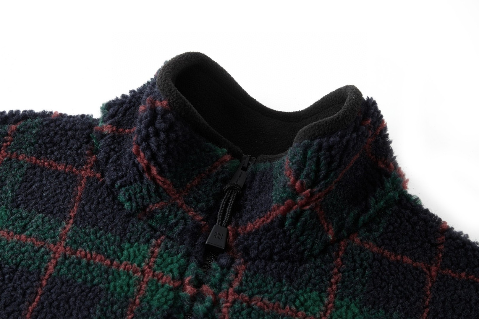 MIU MIU 缪缪 泰迪羊羔绒格子刺绣拉链外套 夹克 长袖 绿色 C0 MJL042-18ZQ-F0D3Z-S-OOO