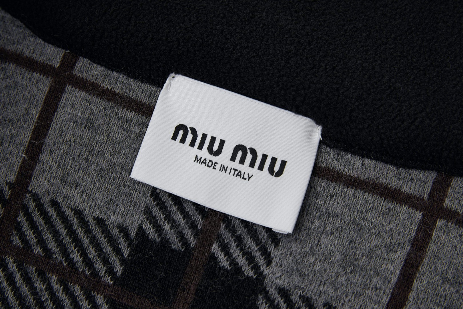 MIU MIU 缪缪 泰迪羊羔绒格子刺绣拉链外套 夹克 长袖 灰色 C0 MJL042-18ZQ-F0BD9-S-OOO