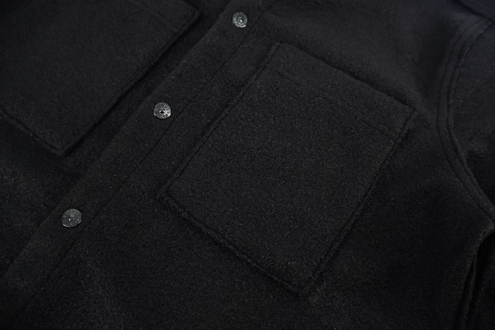 STONE ISLAND 石头岛 单排扣羊毛呢衬衫外套 夹克 长袖 黑色 C5 K2S155100058S0IN1-V0029