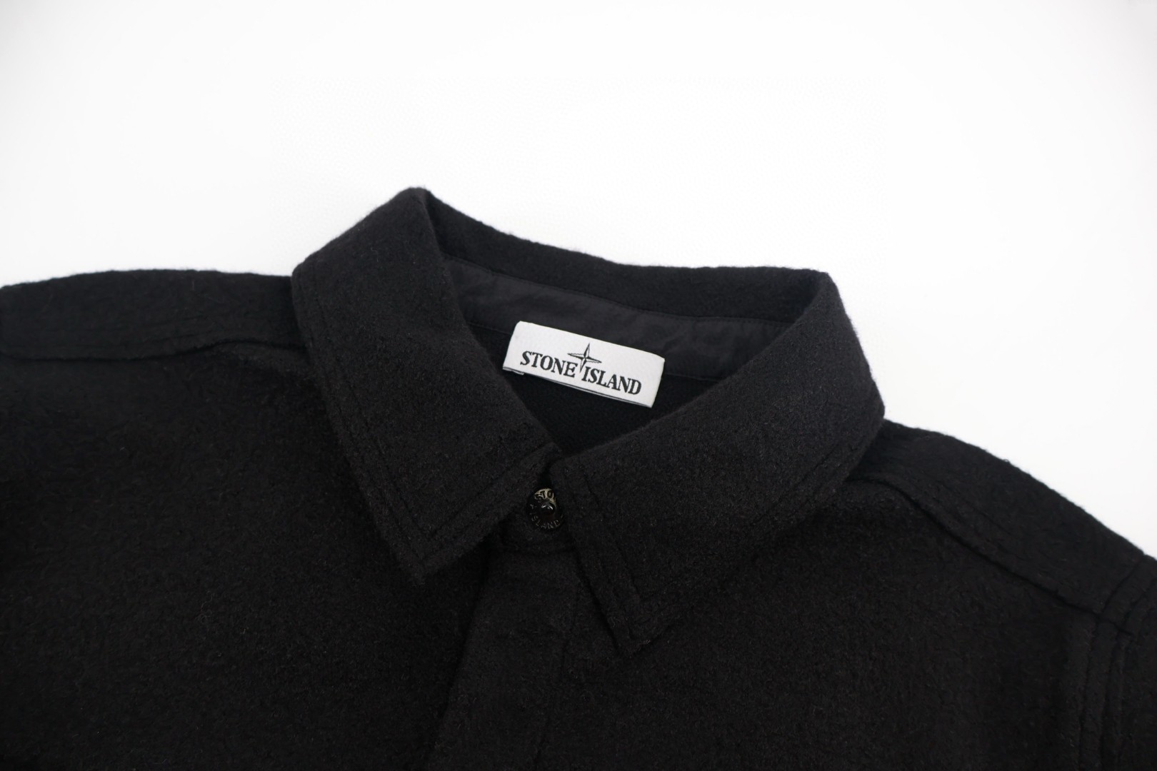 STONE ISLAND 石头岛 单排扣羊毛呢衬衫外套 夹克 长袖 黑色 C5 K2S155100058S0IN1-V0029