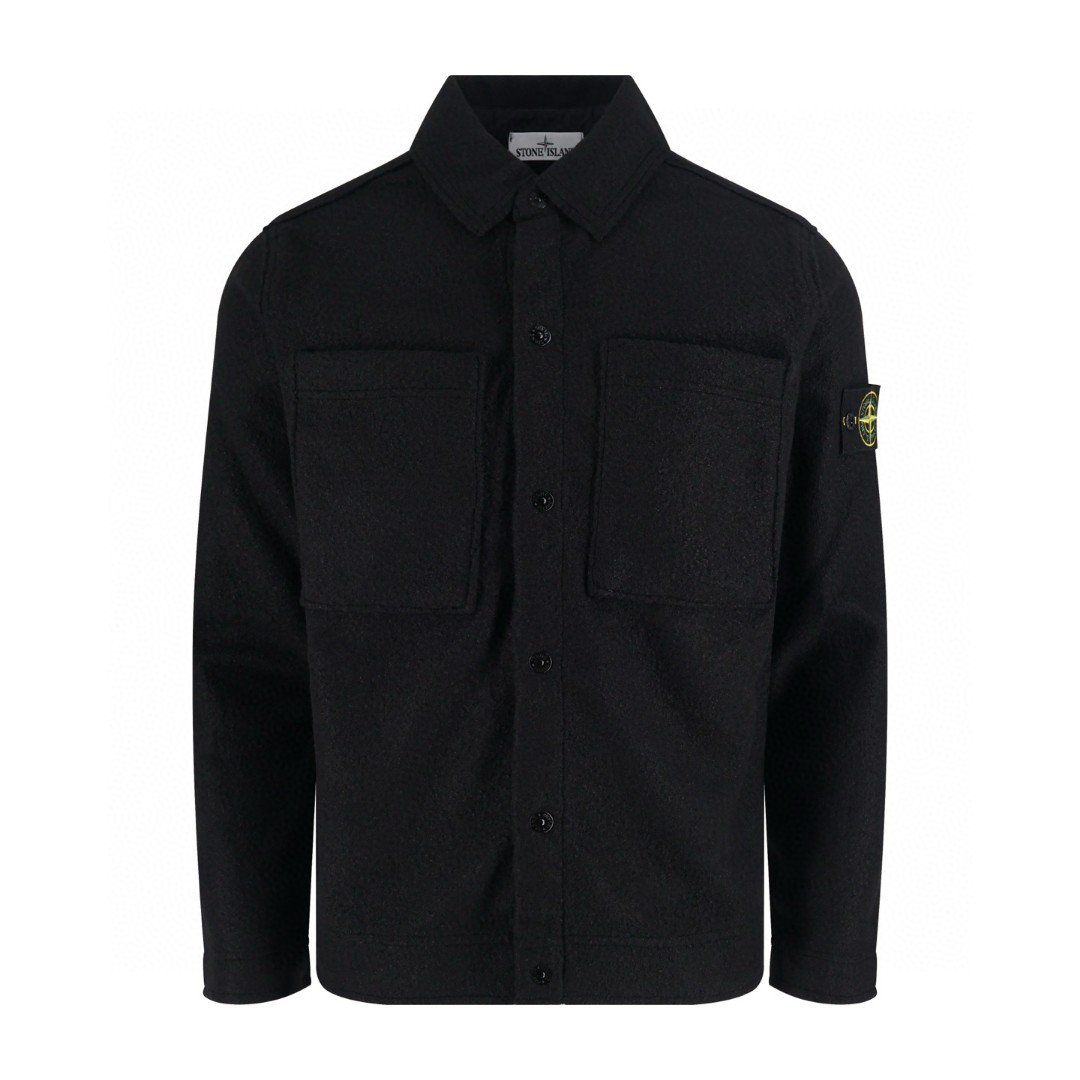 STONE ISLAND 石头岛 单排扣羊毛呢衬衫外套 夹克 长袖 黑色 C5 K2S155100058S0IN1-V0029