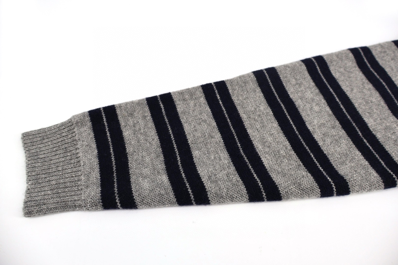 MIU MIU 缪缪 羊毛条纹撞色开衫 毛衣 针织衫 长袖 灰色 C5 MMF899-15NQ-F0MZQ-S-OOO