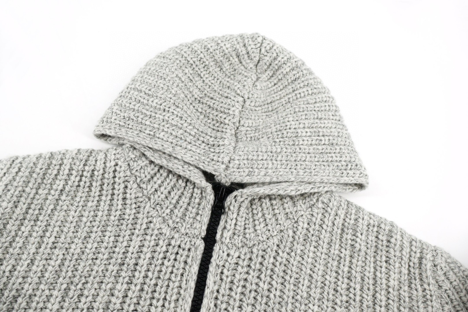 STONE ISLAND 石头岛 粗针羊绒拉链连帽开衫 毛衣 针织衫 长袖 灰色 C5 K2S155100069S00N6V0M6B